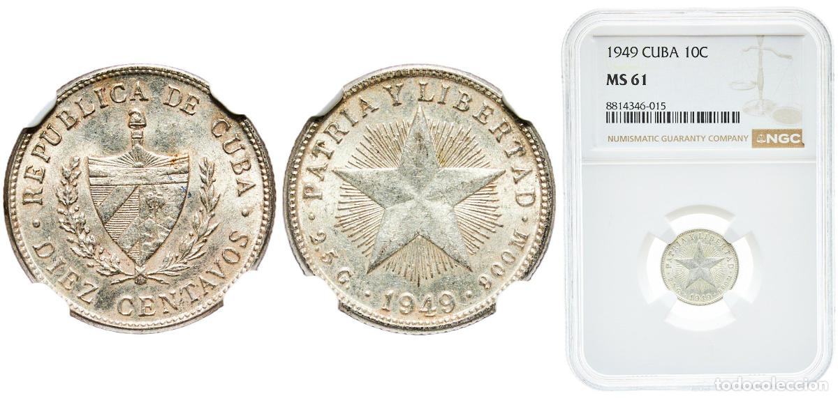 Material numism&aacute;tico: Cuba First Republic 1949 10 Centavos Silver (.900) (silver 90%, copper 10%) Philadelphia Mint (9880