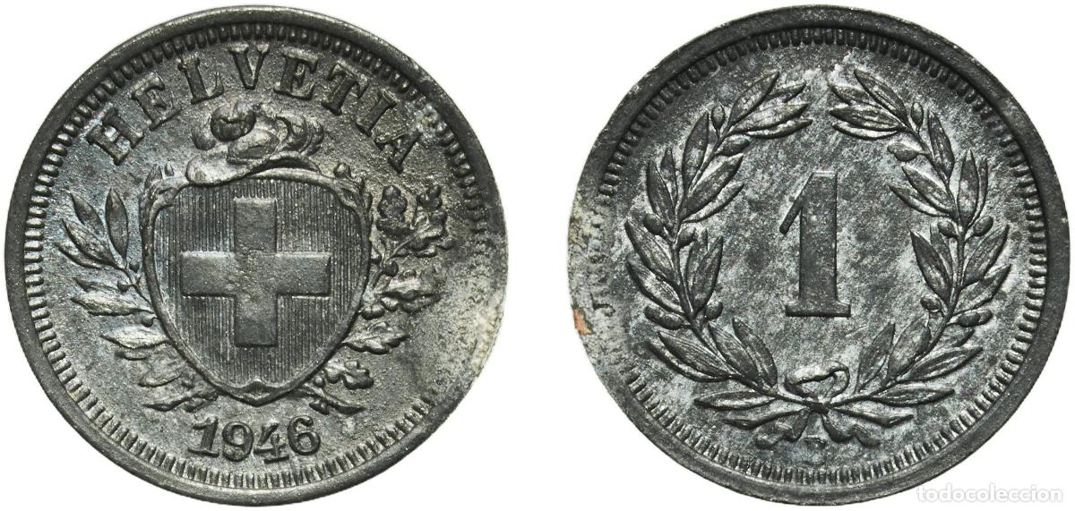 Material numism&aacute;tico: Switzerland Federal State 1946 B 1 Rappen (Wreath; zinc) Zinc Bern Mint (12063000) 1.18g UNC HMZ 2