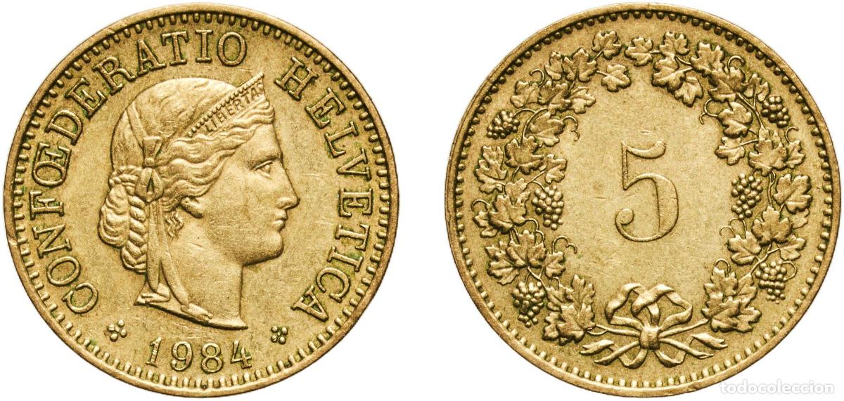 Material numism&aacute;tico: Switzerland Federal State 1984 5 Rappen (Libertas; aluminium-bronze) Aluminium bronze (92% copper,
