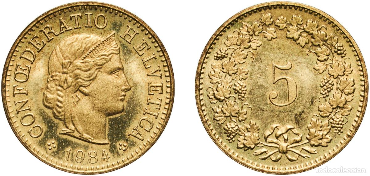 Material numism&aacute;tico: Switzerland Federal State 1984 5 Rappen (Libertas; aluminium-bronze) Aluminium bronze (92% copper,
