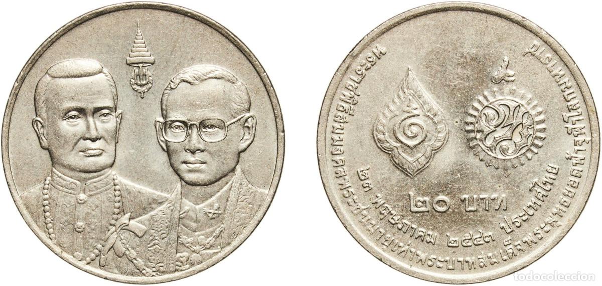 Material numism&aacute;tico: Thailand Kingdom 2543 (2000) 20 Baht - Rama IX (Rama IX reaches the same age of Rama I) Copper-nick