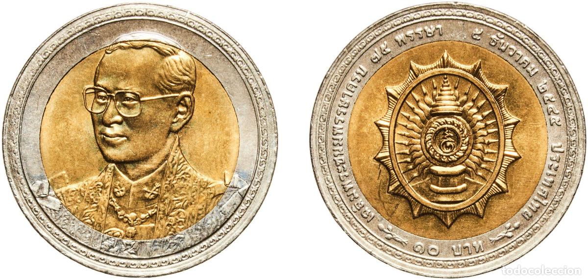 Material numism&aacute;tico: Thailand Kingdom 2545 (2002) 10 Baht - Rama IX (King's 75th Birthday) Bimetallic: aluminium bronze