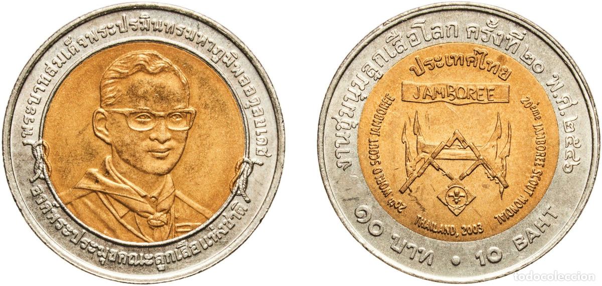 Material numism&aacute;tico: Thailand Kingdom 2546 (2003) 10 Baht - Rama IX (World Scout Jamboree) Bimetallic: aluminium bronze