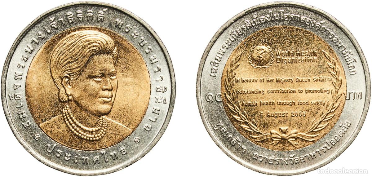 Material numism&aacute;tico: Thailand Kingdom 2550 (2007) 10 Baht - Rama IX (WHO) Bimetallic: aluminium bronze centre in copper-