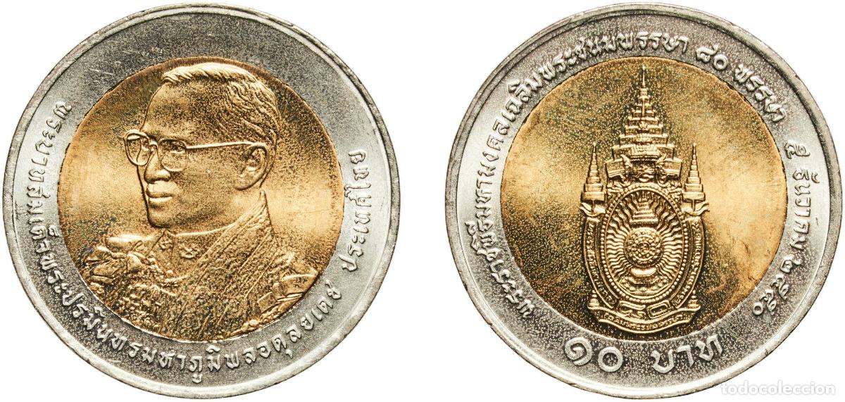 Material numism&aacute;tico: Thailand Kingdom 2550 (2007) 10 Baht - Rama IX (Birthday) Bimetallic: aluminium bronze centre in co
