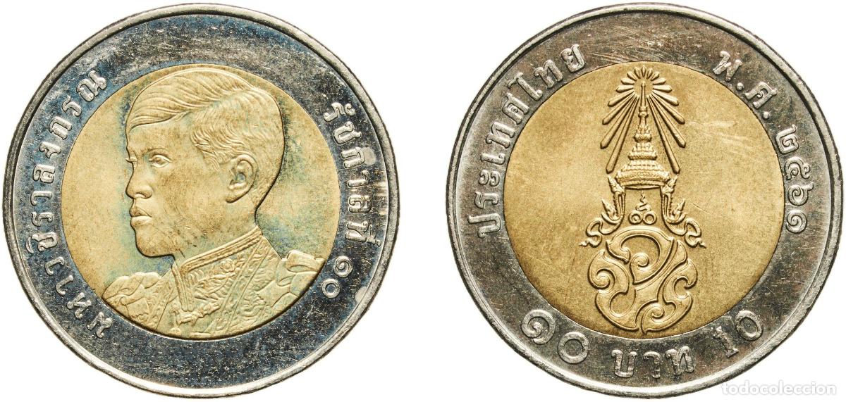 Material numism&aacute;tico: Thailand Kingdom 2561 (2018) 10 Baht - Rama X (1st portrait) Bimetallic: aluminium-nickel bronze ce