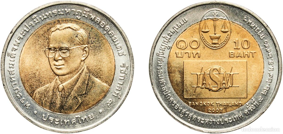 Material numism&aacute;tico: Thailand Kingdom 2550 (2007) 10 Baht - Rama IX (IASAJ) Bimetallic: aluminium bronze centre in coppe