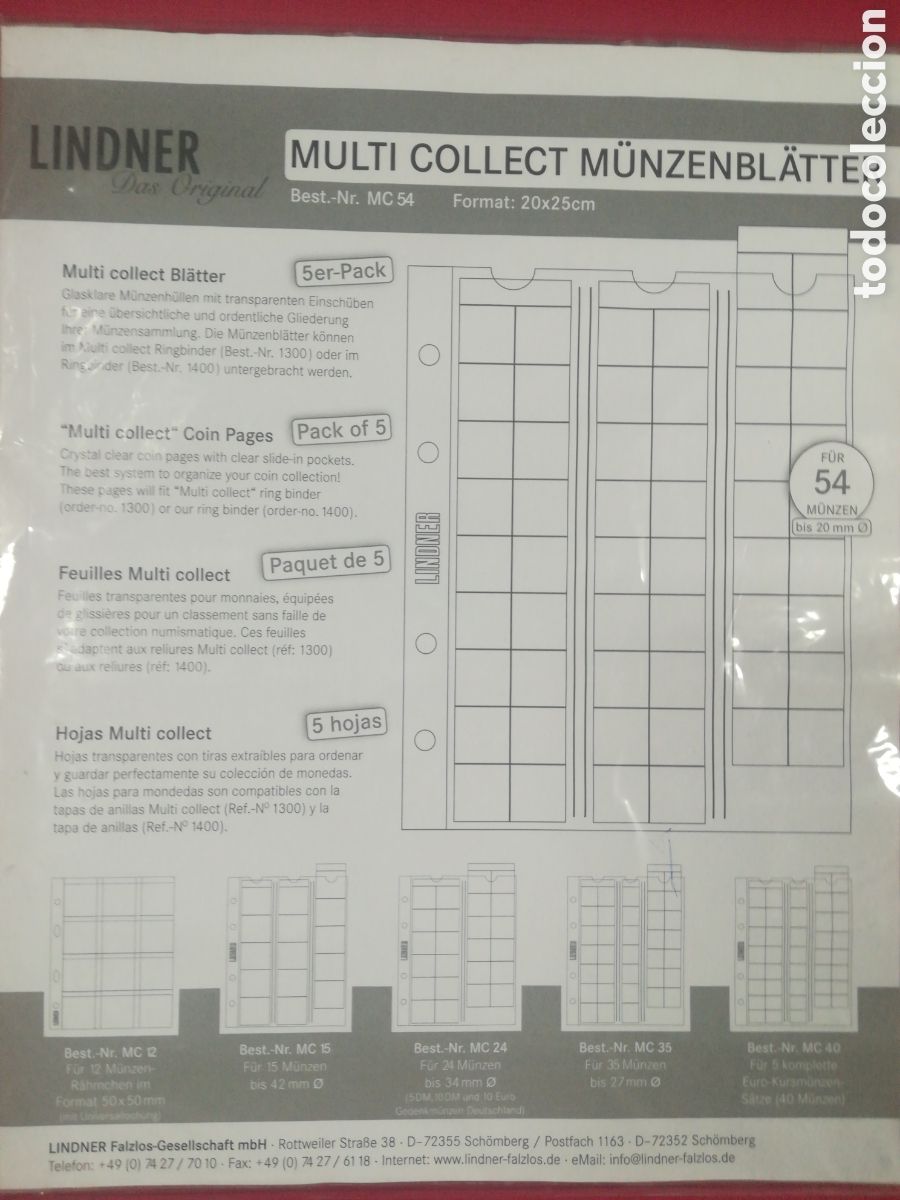 Material numism&aacute;tico: 25 hojas de monedas Lindner variadas - Foto 4
