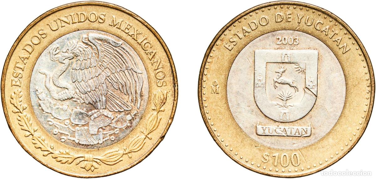 Material numism&aacute;tico: Mexico United Mexican States 2003 Mo 100 Pesos (Yucat&aacute;n) Bimetallic: silver (.925) centre in alumin