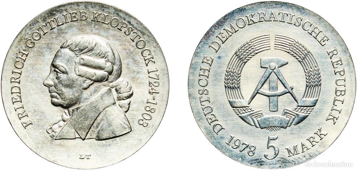 Material numism&aacute;tico: Germany German Democratic Republic Democratic republic 1978 5 Mark (Friedrich Gottlieb Klopstock) N