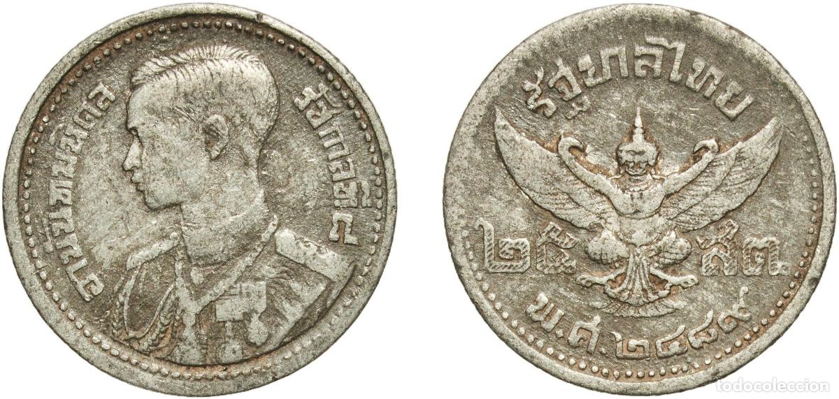 Material numism&aacute;tico: Thailand Kingdom 2489 (1946) 25 Satang - Rama VIII posthumous Tin Bangkok Mint (226348000) 2.4g VF
