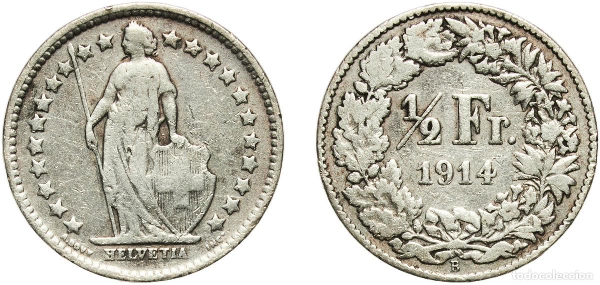 Material numism&aacute;tico: Switzerland Federal State 1914 B &frac12; Franc (Helvetia standing; silver) Silver (.835) (.165 copper) Be