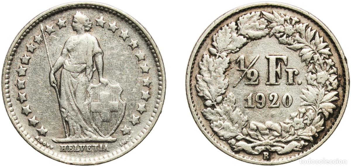 Material numism&aacute;tico: Switzerland Federal State 1920 B &frac12; Franc (Helvetia standing; silver) Silver (.835) (.165 copper) Be