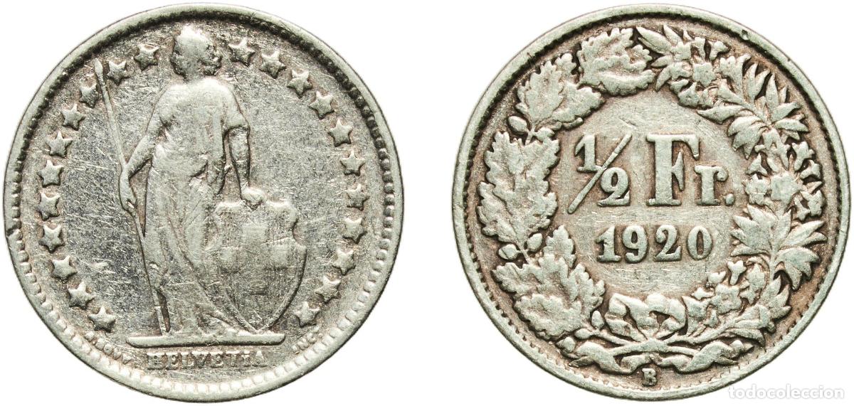 Material numism&aacute;tico: Switzerland Federal State 1920 B &frac12; Franc (Helvetia standing; silver) Silver (.835) (.165 copper) Be