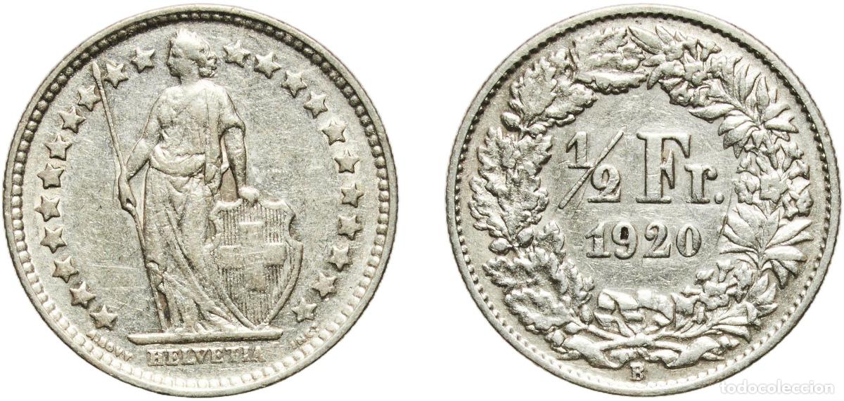 Material numism&aacute;tico: Switzerland Federal State 1920 B &frac12; Franc (Helvetia standing; silver) Silver (.835) (.165 copper) Be