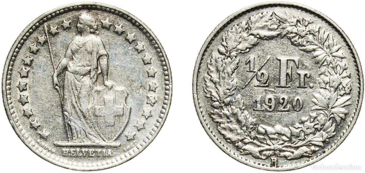 Material numism&aacute;tico: Switzerland Federal State 1920 B &frac12; Franc (Helvetia standing; silver) Silver (.835) (.165 copper) Be