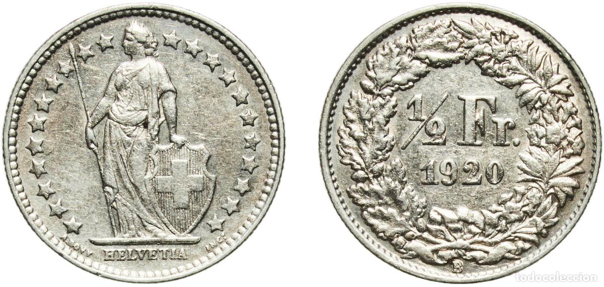 Material numism&aacute;tico: Switzerland Federal State 1920 B &frac12; Franc (Helvetia standing; silver) Silver (.835) (.165 copper) Be