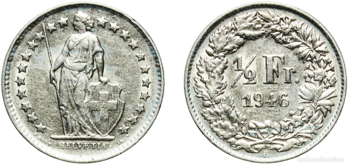 Material numism&aacute;tico: Switzerland Federal State 1946 B &frac12; Franc (Helvetia standing; silver) Silver (.835) (.165 copper) Be