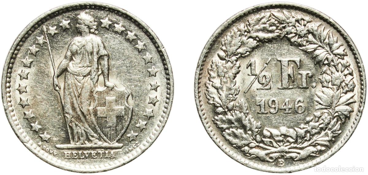 Material numism&aacute;tico: Switzerland Federal State 1946 B &frac12; Franc (Helvetia standing; silver) Silver (.835) (.165 copper) Be