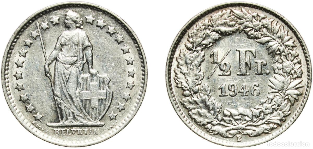 Material numism&aacute;tico: Switzerland Federal State 1946 B &frac12; Franc (Helvetia standing; silver) Silver (.835) (.165 copper) Be