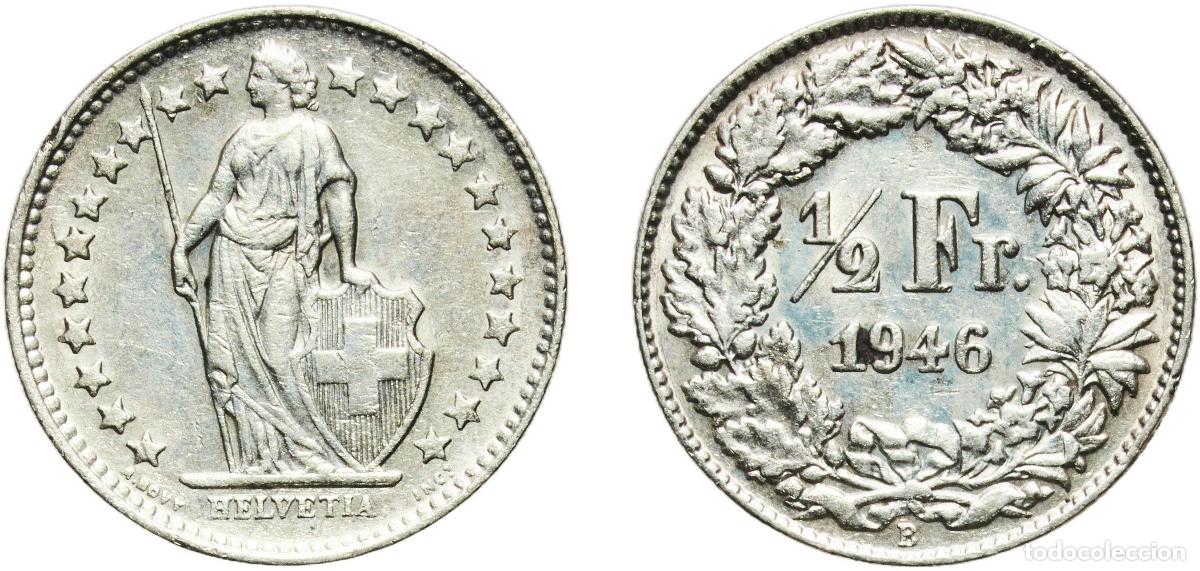 Material numism&aacute;tico: Switzerland Federal State 1946 B &frac12; Franc (Helvetia standing; silver) Silver (.835) (.165 copper) Be