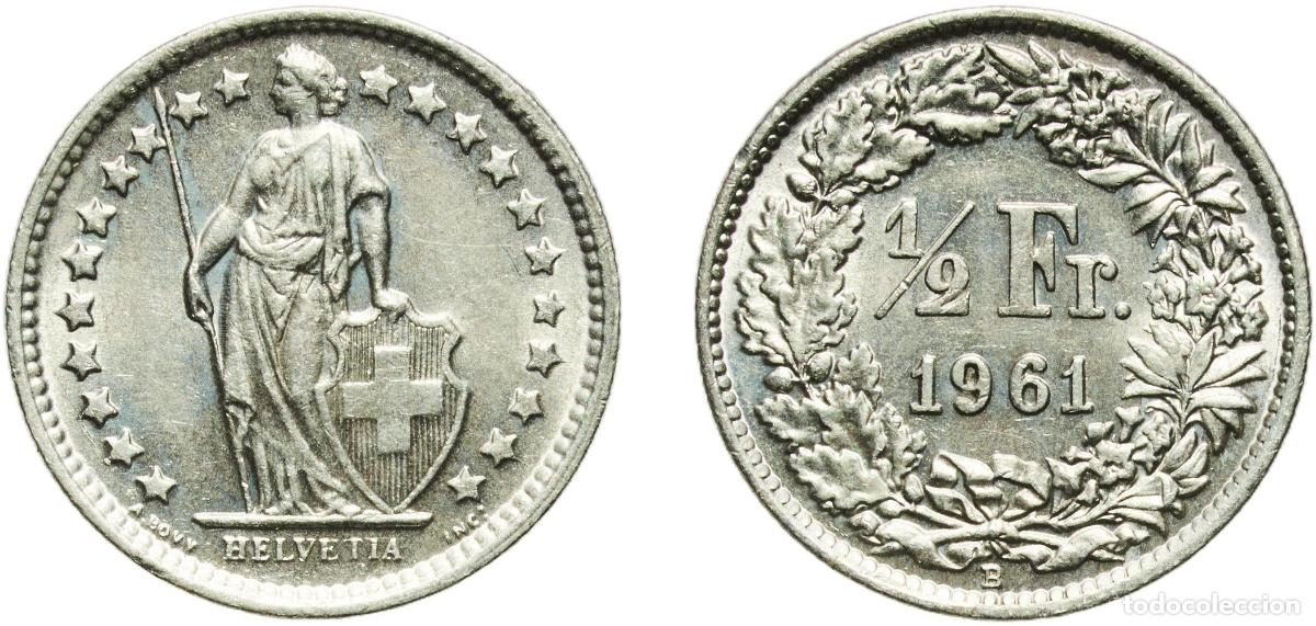 Material numism&aacute;tico: Switzerland Federal State 1961 B &frac12; Franc (Helvetia standing; silver) Silver (.835) (.165 copper) Be