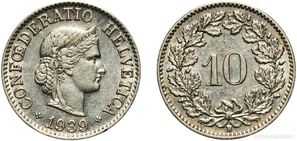 Material numism&aacute;tico: Switzerland Federal State 1939 B 10 Rappen (Libertas; nickel) Nickel (magnetic) Bern Mint (10022000