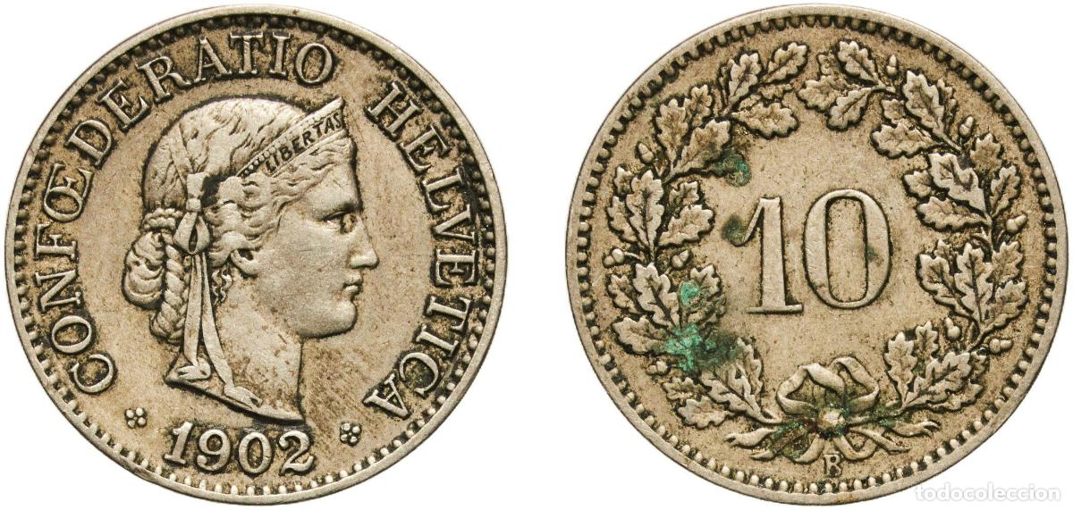 Material numism&aacute;tico: Switzerland Federal State 1902 B 10 Rappen (Libertas; copper-nickel) Copper-nickel (75% copper, 25%