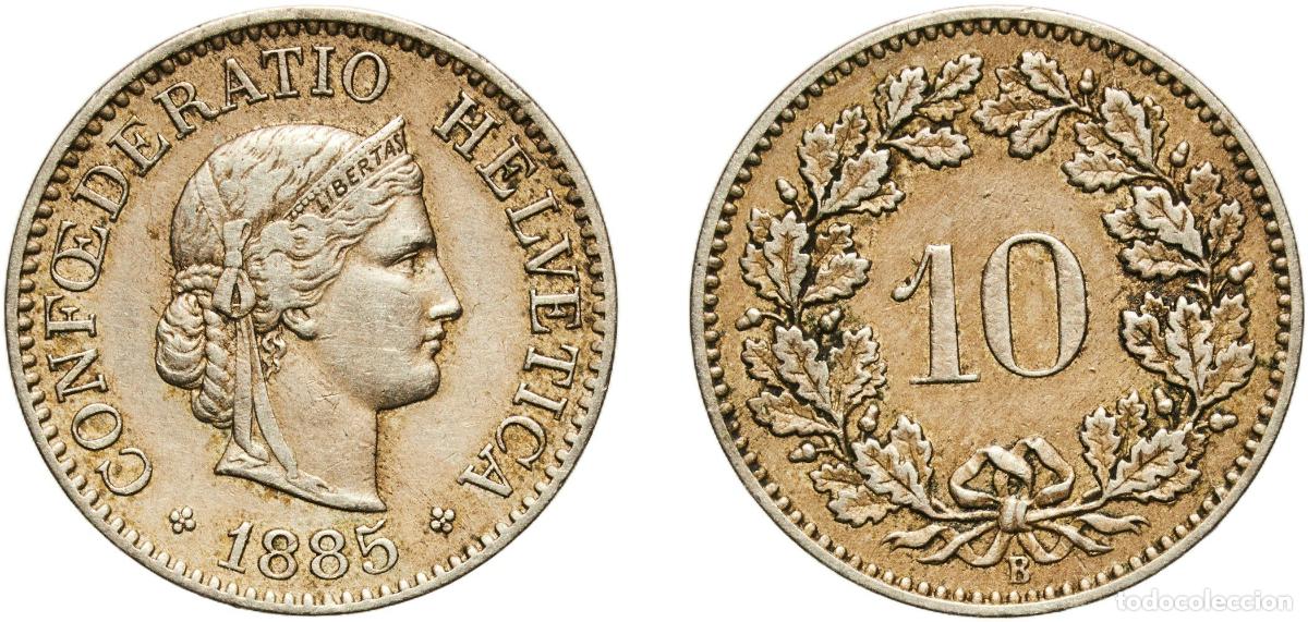 Material numism&aacute;tico: Switzerland Federal State 1885 B 10 Rappen (Libertas; copper-nickel) Copper-nickel (75% copper, 25%