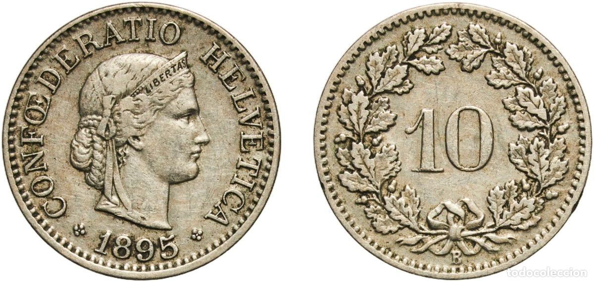 Material numism&aacute;tico: Switzerland Federal State 1895 B 10 Rappen (Libertas; copper-nickel) Copper-nickel (75% copper, 25%