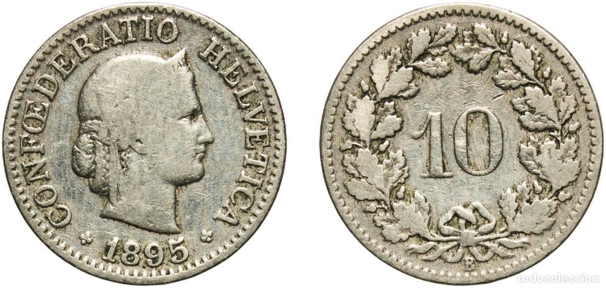 Material numism&aacute;tico: Switzerland Federal State 1895 B 10 Rappen (Libertas; copper-nickel) Copper-nickel (75% copper, 25%