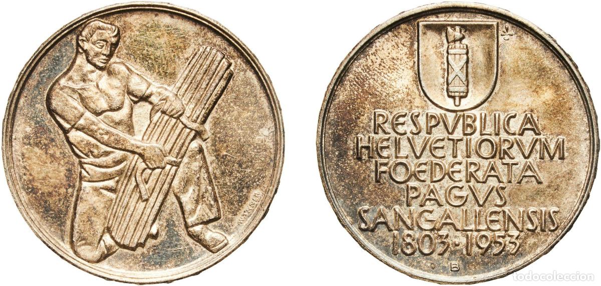 Material numism&aacute;tico: Switzerland 1953 B Medal - Commemoration of the 150th anniversary of the Canton of St. Gallen joini