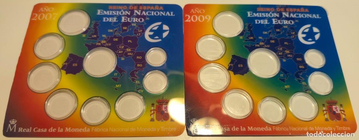 Material numism&aacute;tico: 2 BLISTER ESTUCHES VACIOS REAL CASA DE LA MONEDA - FNMT - EMISION NACIONAL DEL EURO A&Ntilde;OS 2007 Y 2009