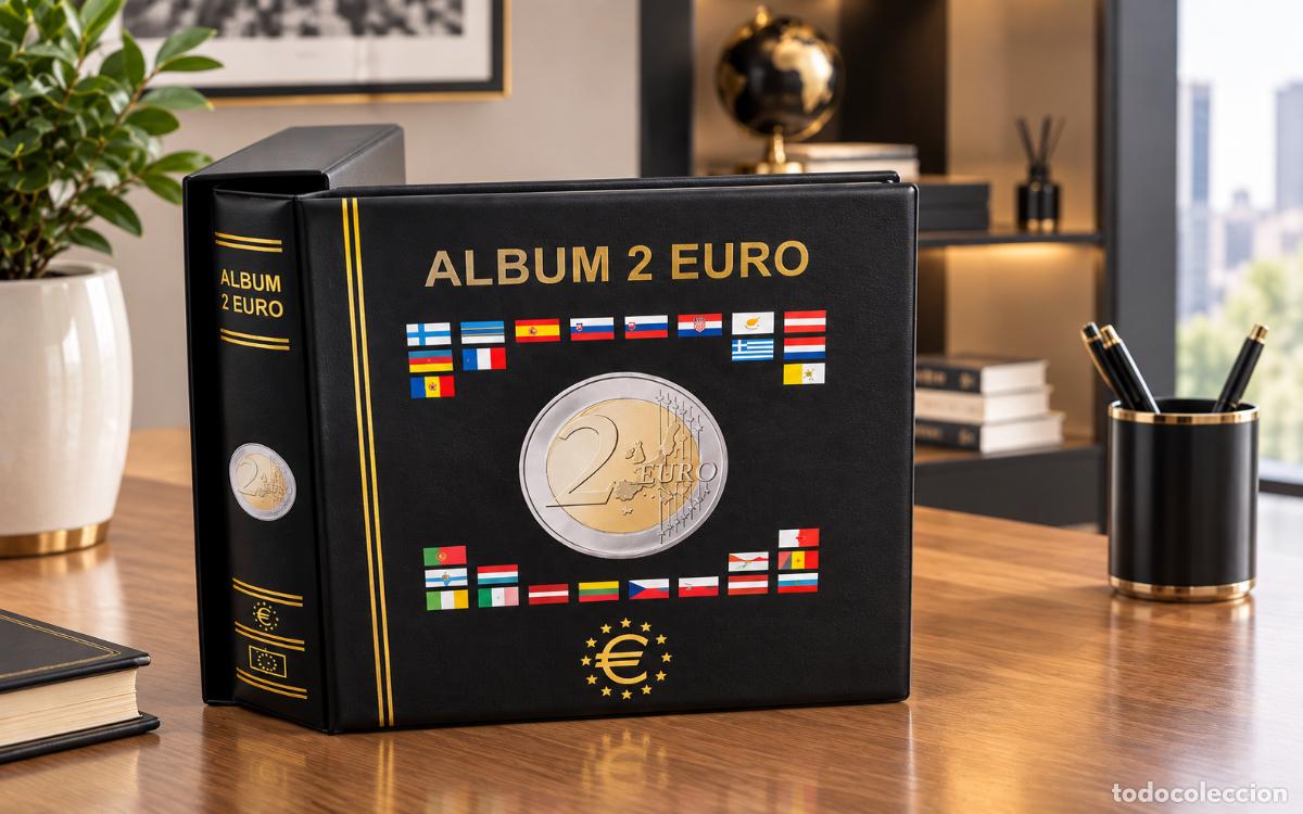 Material numism&aacute;tico: &Aacute;lbum monedas 2&euro; con cajet&iacute;n