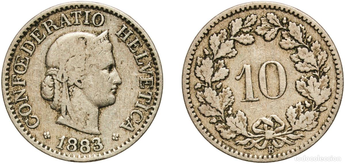 Material numism&aacute;tico: Switzerland Federal State 1883 B 10 Rappen (Libertas; copper-nickel) Copper-nickel (75% copper, 25%