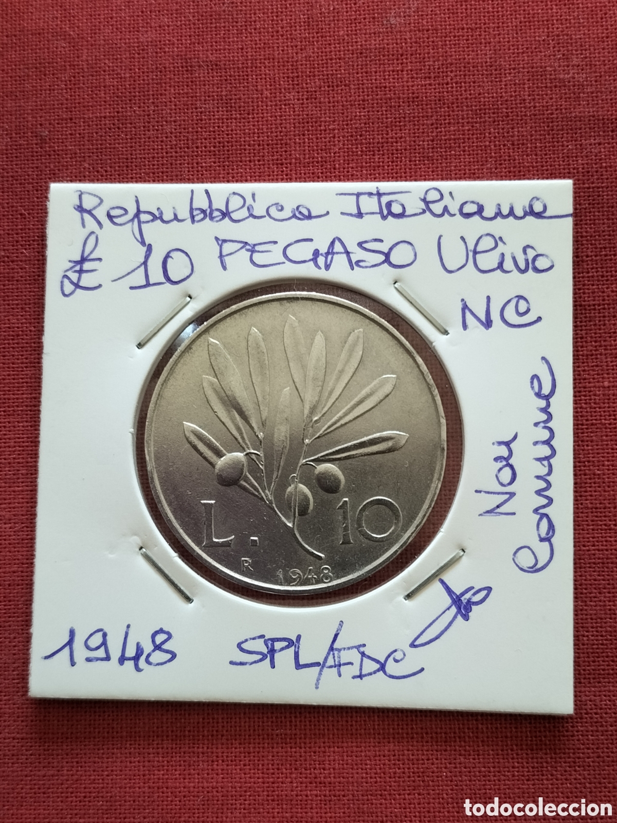 Material numism&aacute;tico: Moneta da collezione lire 10 Pegaso Ulivo 1948 SPL/fdc