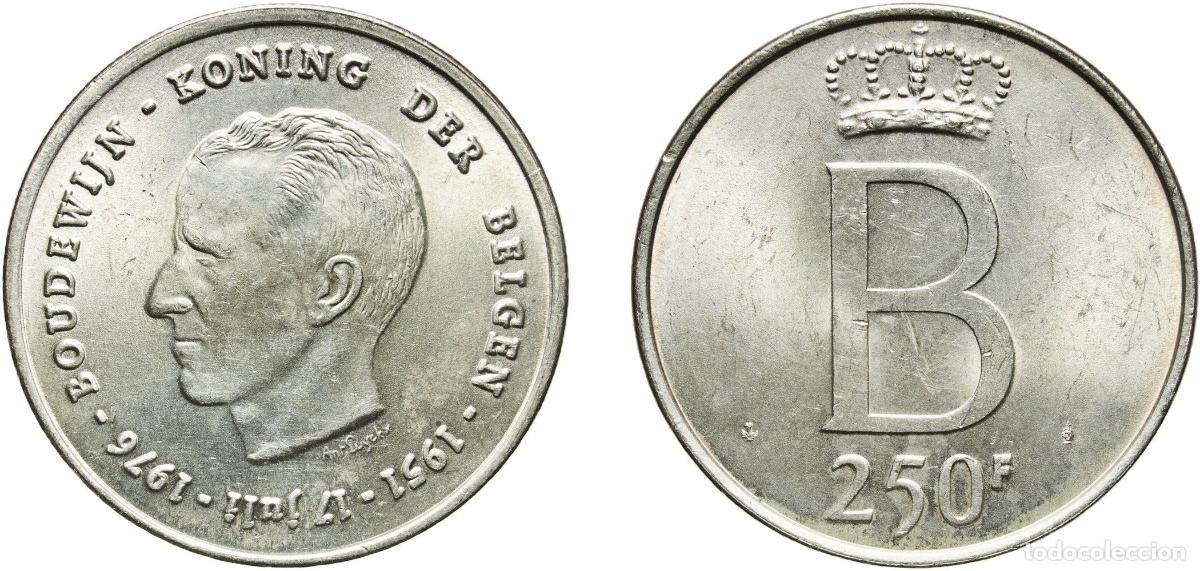 Material numism&aacute;tico: Belgium Kingdom 1976 250 Francs - Baudouin I (25th Anniversary of Accession; Dutch text) Silver (.8