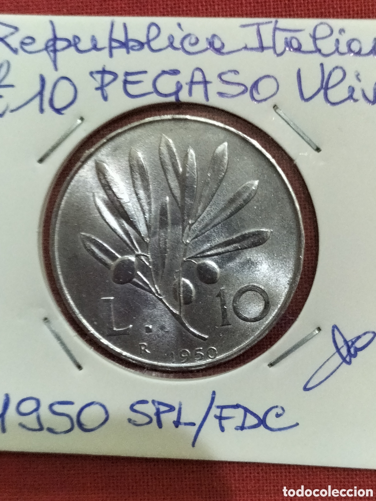 Material numism&aacute;tico: Moneta da collezione lire 10 Pegaso Ulivo 1950 SPL/fdc