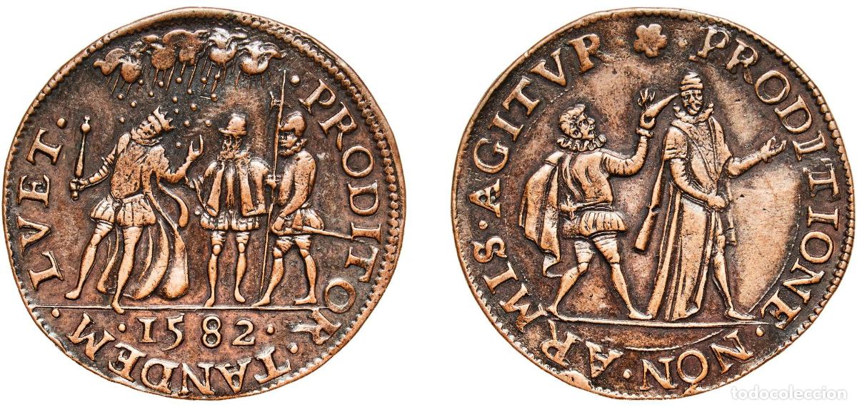 Material numism&aacute;tico: Netherlands Dutch Republic 1582 Rekenpenning (mislukte aanslag op Willem van Oranje) Copper Dordrec