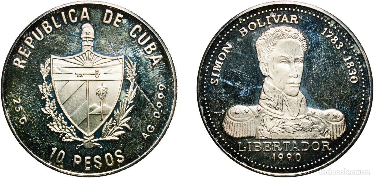 Material numism&aacute;tico: Cuba Second Republic 1990 10 Pesos (Simon Bolivar) Silver (.999) Empresa Cubana de Acu&ntilde;aciones Mint