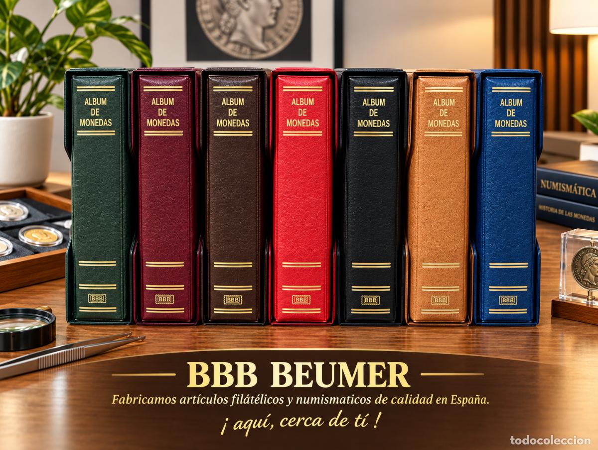 Material numism&aacute;tico: Album monedas BBB BEUMER, modelo Numis. 4 anillas D 45/65/45. Con cajet&iacute;n. COMPATIBLE ESPA&Ntilde;A y EUROP