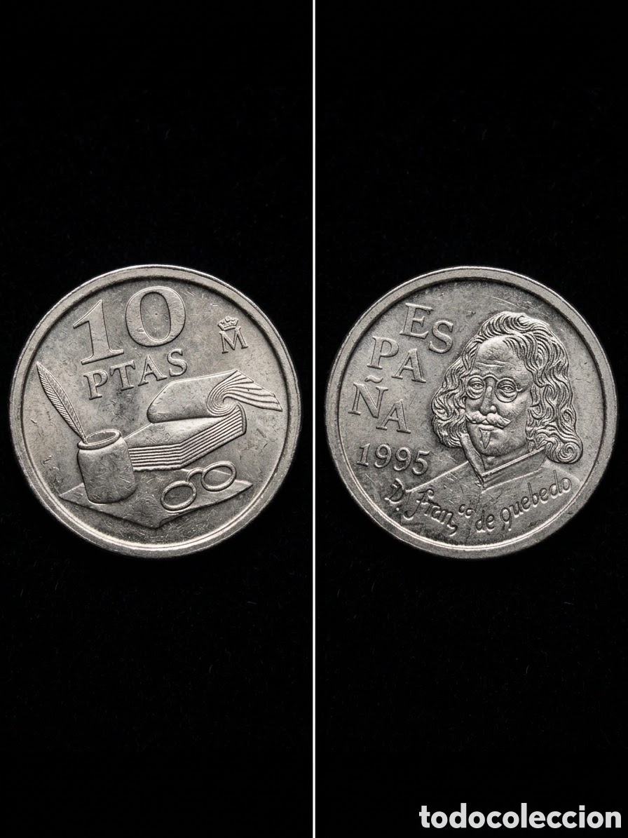 Material numism&aacute;tico: 10 pesetas del a&ntilde;o 1995 dedicada al escritor Francisco de Quevedo. [1]