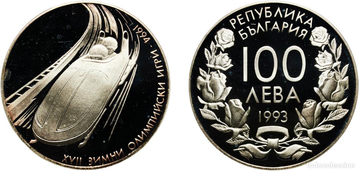 Material numism&aacute;tico: Bulgaria Republic 1993 100 Leva (XVII Winter Olympic Games - Bobsleigh) Silver (.925) Bulgarian Min