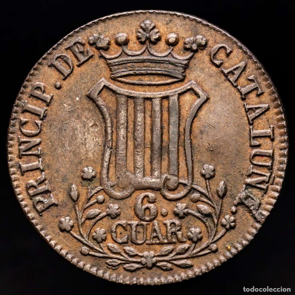 Material numism&aacute;tico: Isabel II (1833-1868). 6 cuartos. 1838. Barcelona. (Cal-18). Ae. 14,12 gramos. MBC+.