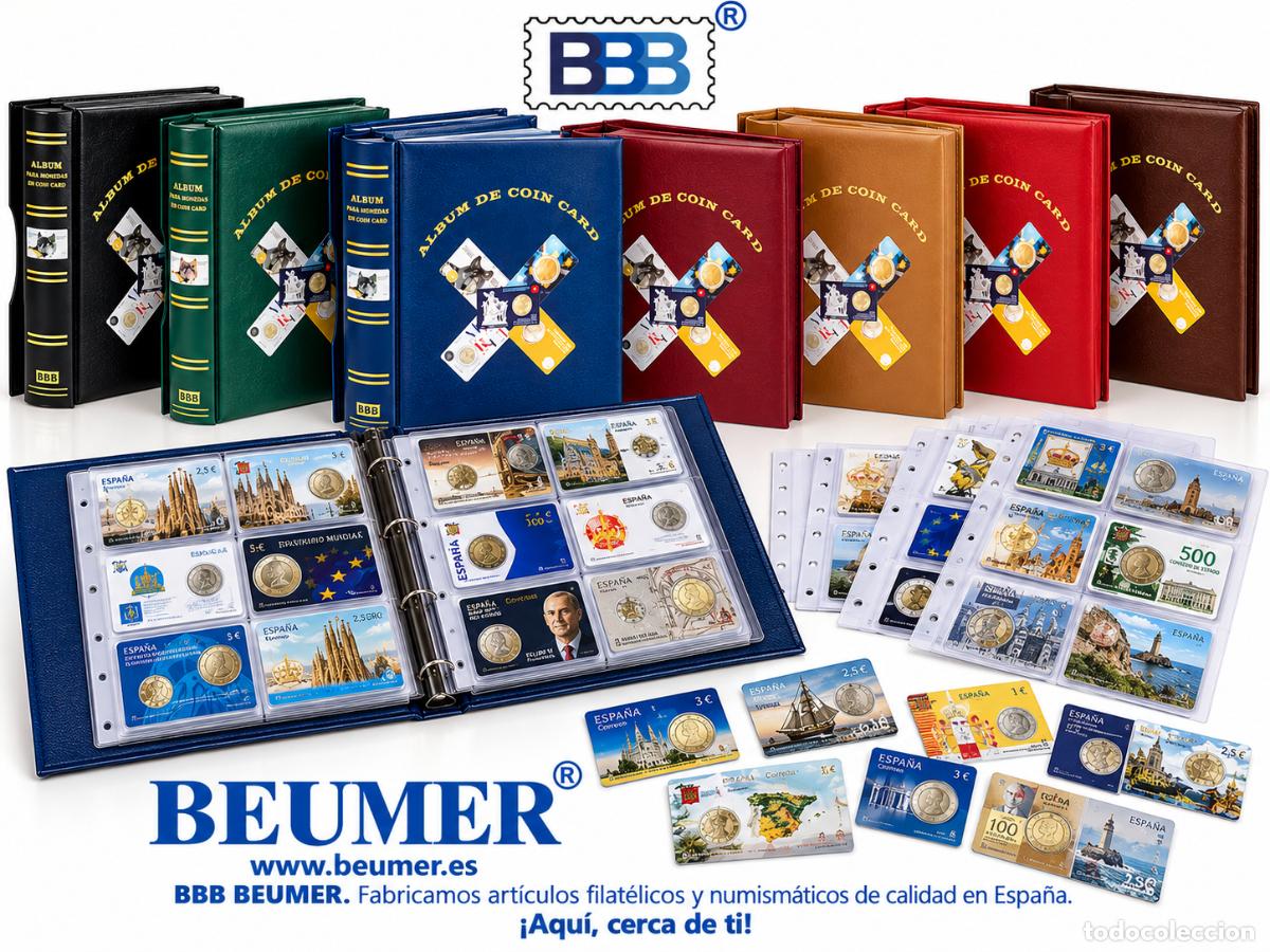 Material numism&aacute;tico: Album Coincard BBB BEUMER, con cajet&iacute;n. 4 Anillas 45/65/45 COMPATIBLE. A color.