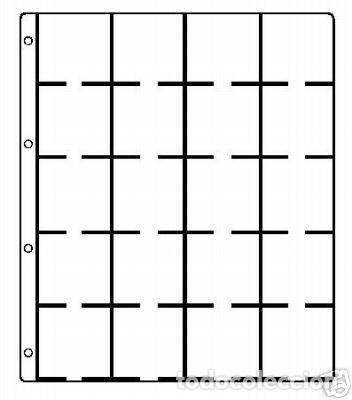 Material numism&aacute;tico: 10 Hojas para 20 cartones U&Ntilde;ERO RECTO. Tama&ntilde;o : 238x278mm. Para 4 anillas 80/80/80