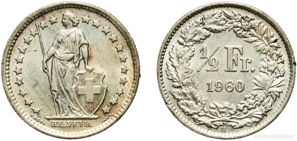 Material numism&aacute;tico: Switzerland Federal State 1960 B &frac12; Franc (Helvetia standing; silver) Silver (.835) (.165 copper) Be
