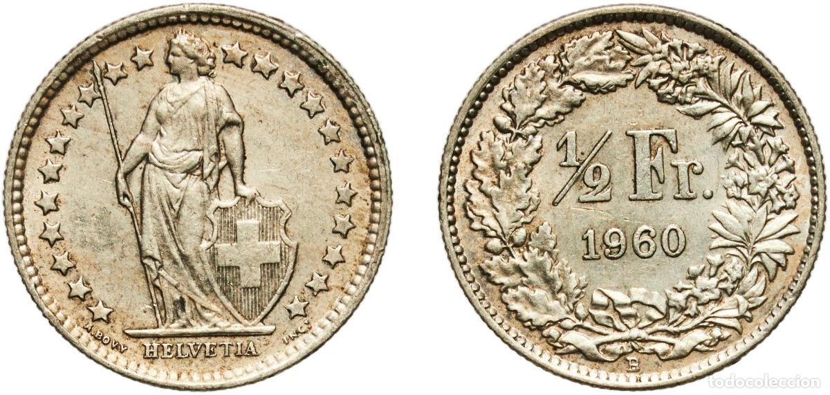 Material numism&aacute;tico: Switzerland Federal State 1960 B &frac12; Franc (Helvetia standing; silver) Silver (.835) (.165 copper) Be