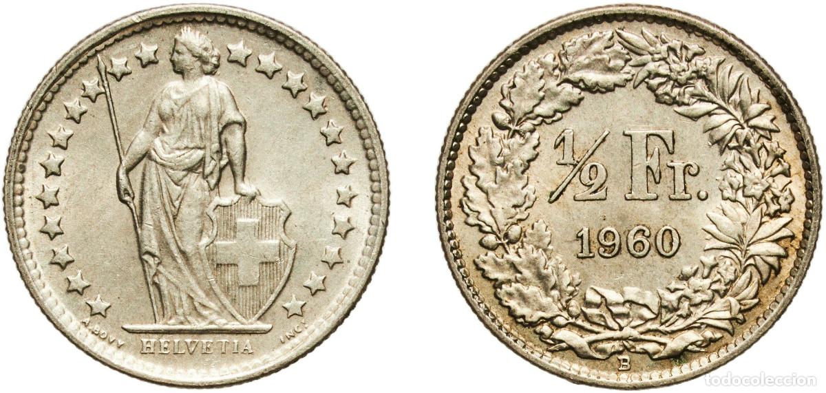 Material numism&aacute;tico: Switzerland Federal State 1960 B &frac12; Franc (Helvetia standing; silver) Silver (.835) (.165 copper) Be