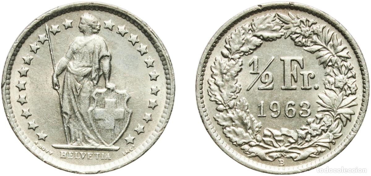 Material numism&aacute;tico: Switzerland Federal State 1963 B &frac12; Franc (Helvetia standing; silver) Silver (.835) (.165 copper) Be